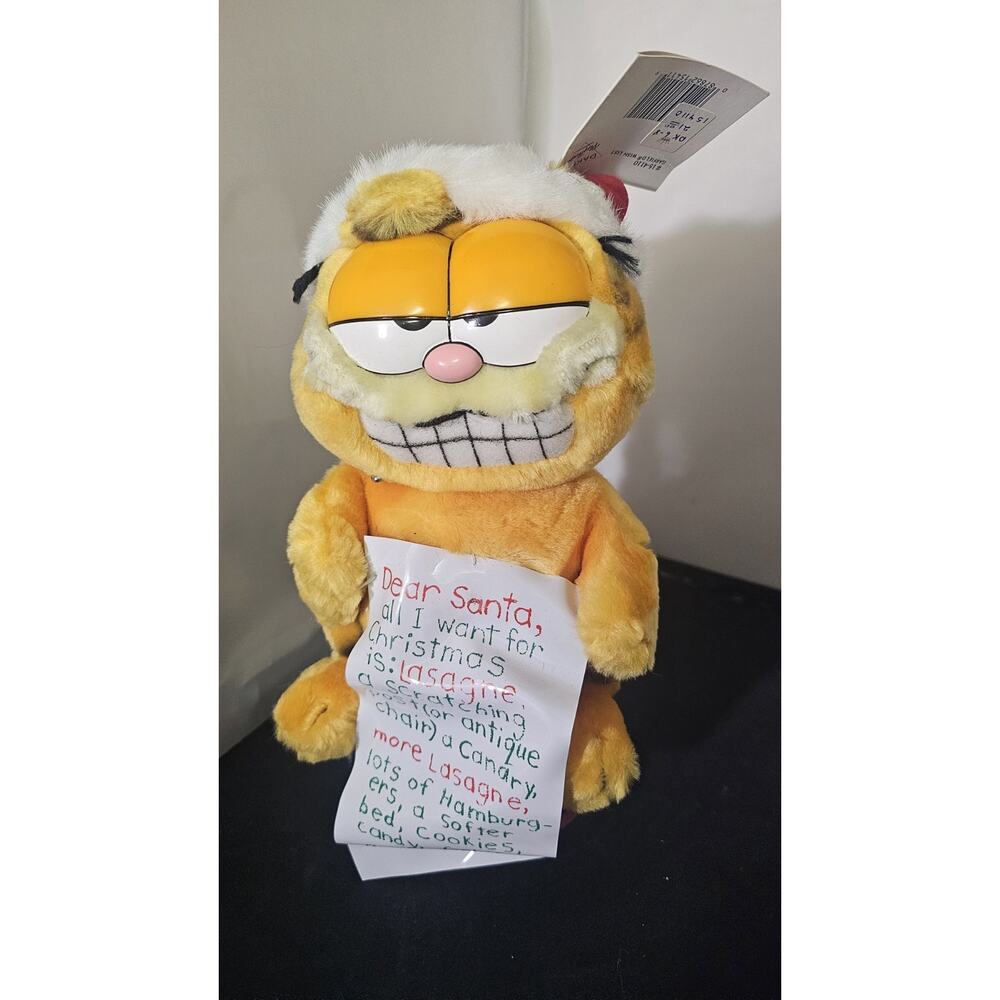 Vintage Garfield Plush 1981 Dakin Christmas Wish List W Tag